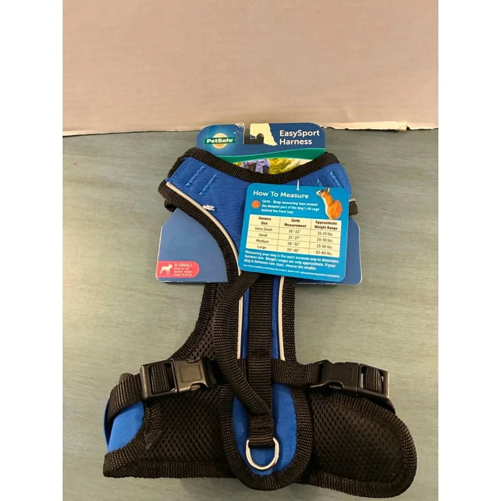 PetSafe EasySport‎ Harness Dog XS Blue New Reflective Padded Mesh ESPH-XS-BLUE